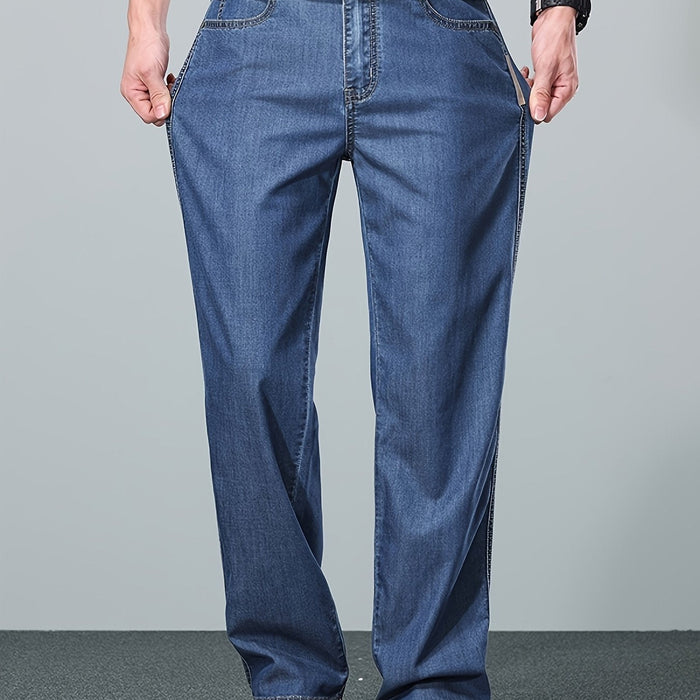 Herr Avslappnade Raka Jeans med Bekväm Passform