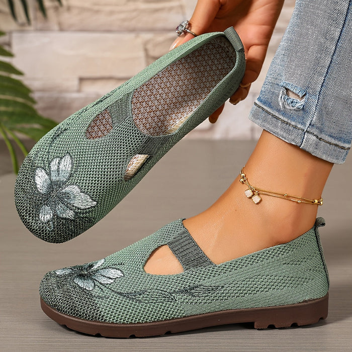 Dam Broderade Slip-On Skor med Blommönster