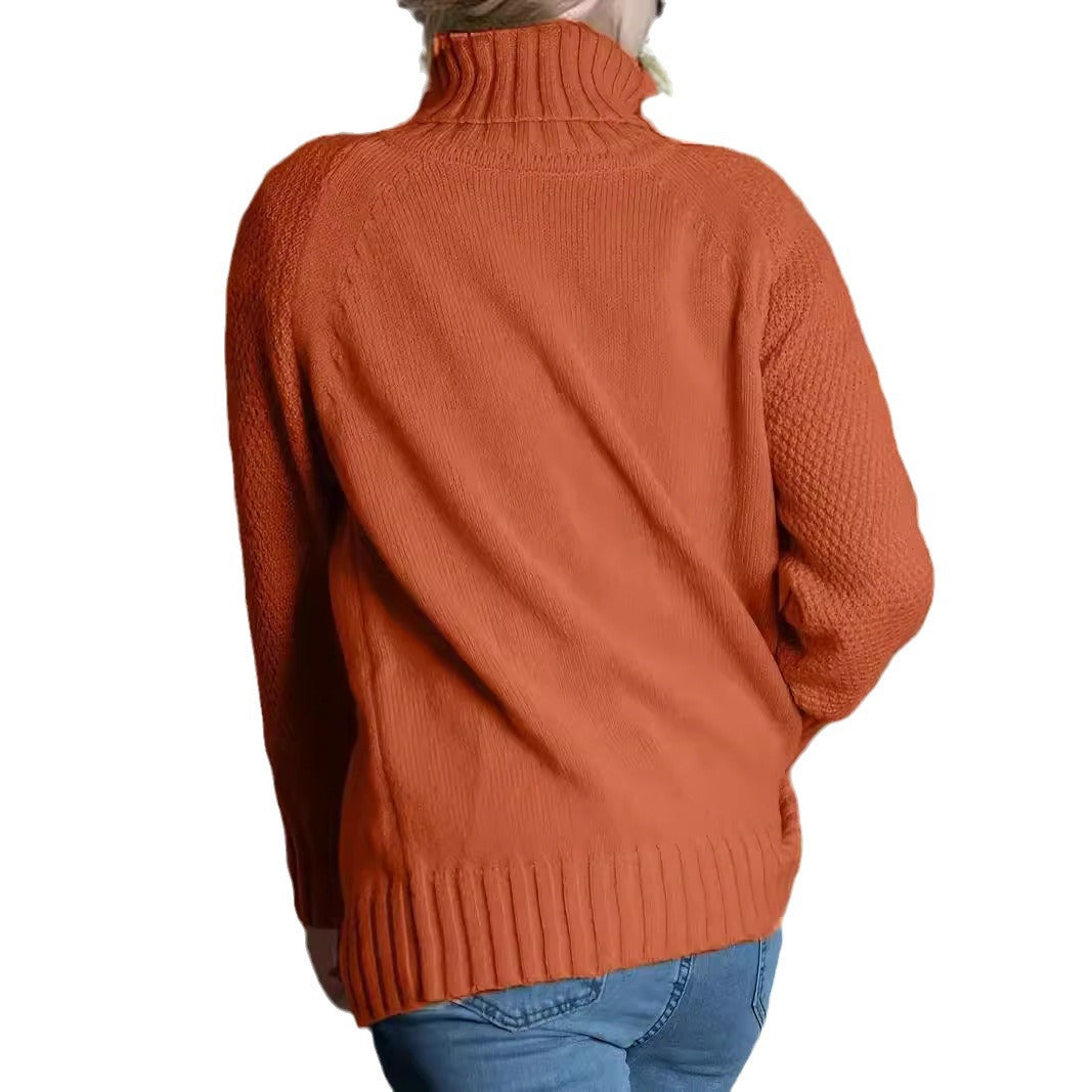 Dam Oversize Polotröja Långärmad med Bred Krage