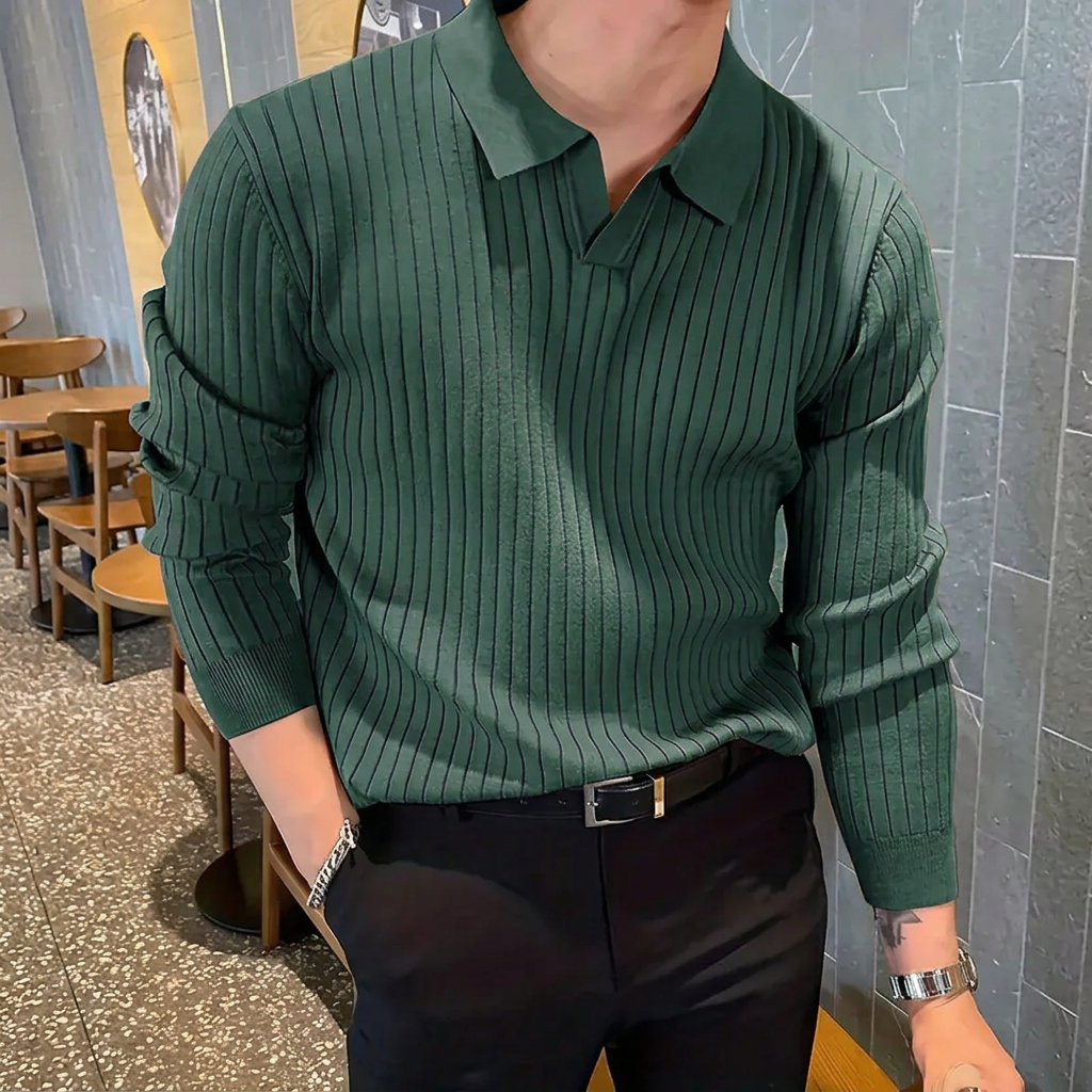 Herr Pikétröja | Slimfit | Lång Ärm