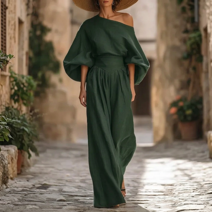 Jumpsuit för kvinnor | Off-shoulder design med markerad midja och vida ben