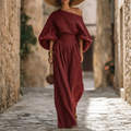 Jumpsuit för kvinnor | Off-shoulder design med markerad midja och vida ben