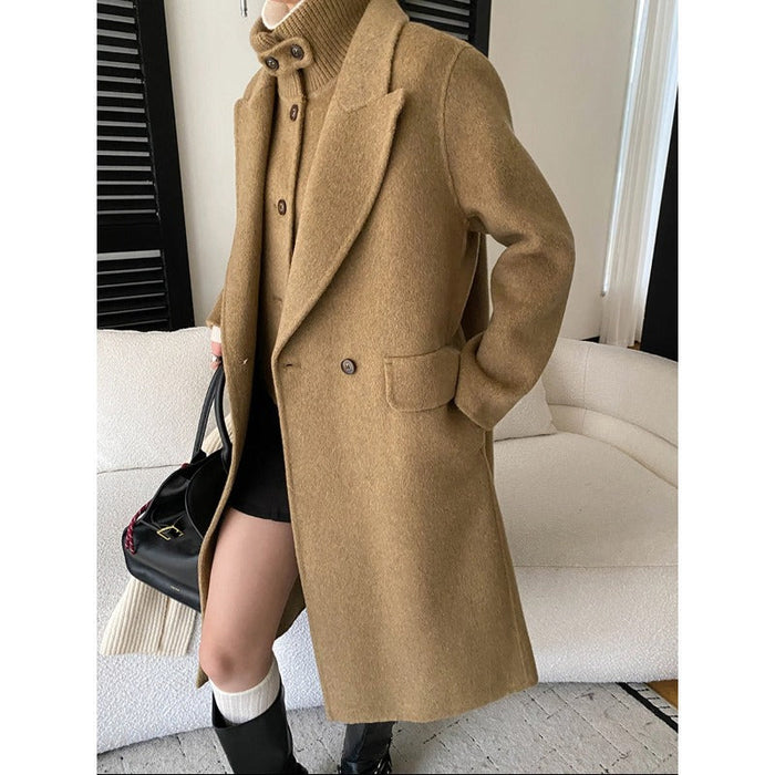 Dam Oversized Kappa med Dubbla Knappraderna och Fickor
