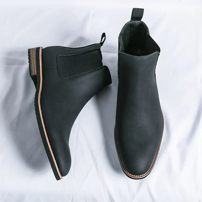 Herr Chelsea Boots i Läder med Elastiska Sidopaneler
