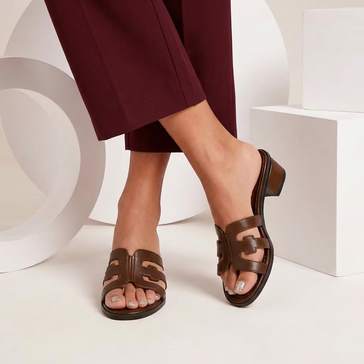 Sandaler för Dam | Slip-On | Öppen Tå | Låg Blockklack