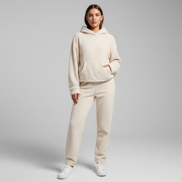 Dam Mysset Hoodietröja och Byxor i Teddy för Hemmet