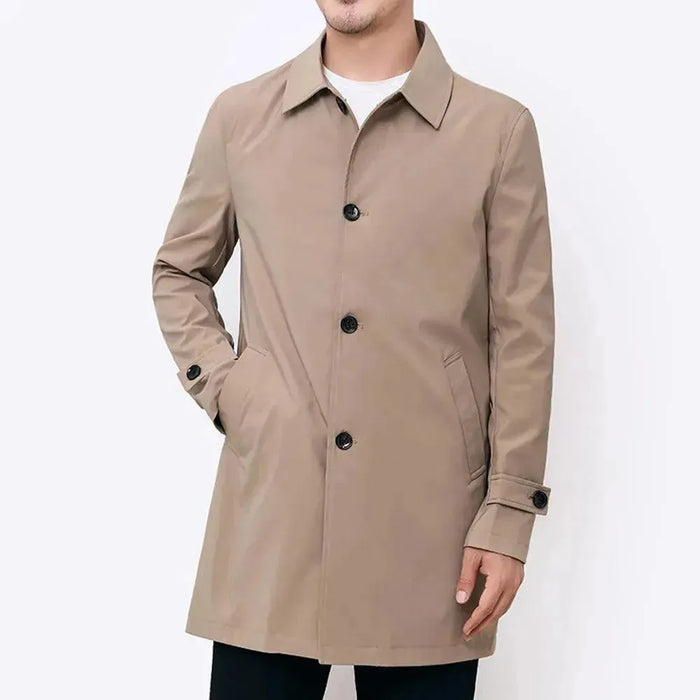 Herr Klassisk Trenchcoat med Kentkrage och Knapplåsning