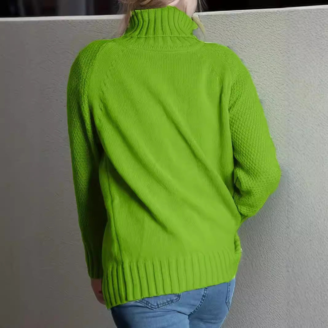 Dam Oversize Polotröja Långärmad med Bred Krage