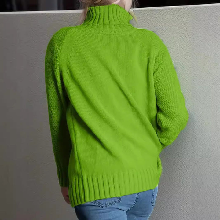 Dam Oversize Polotröja Långärmad med Bred Krage