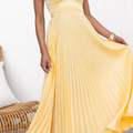 Klänning Maxi | Elegant Plisserad Maxiklänning | V-ringning | Klänning