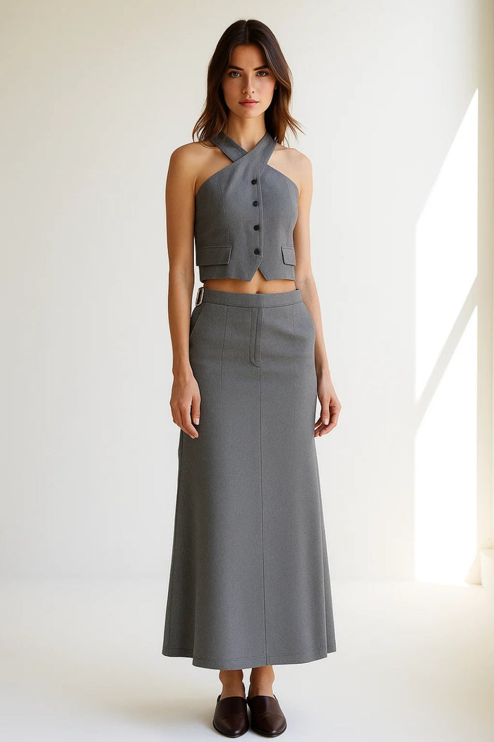 Dam Set | Elegant Midi Silhuett | Med Halterneck