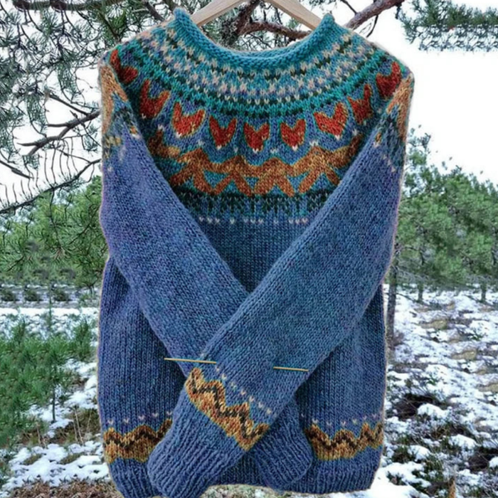 Stickad Tröja | Vintage Damtröja | Rundhalsad & Tidlös Stil