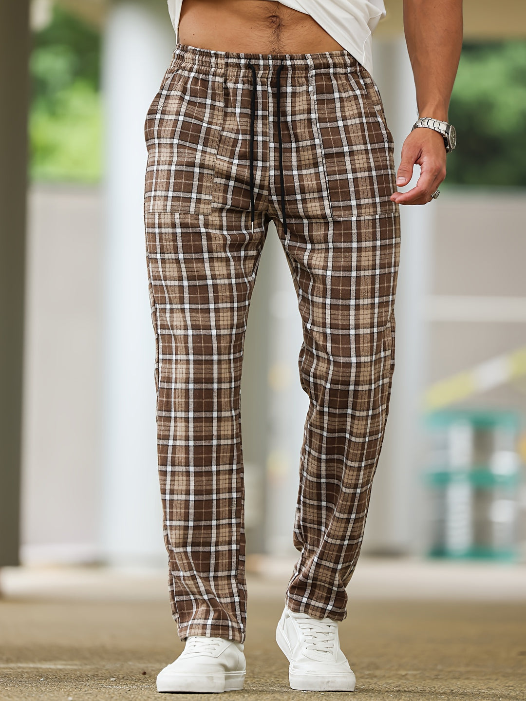 Herr Byxor | Tapered Rutigt | Med Snörning