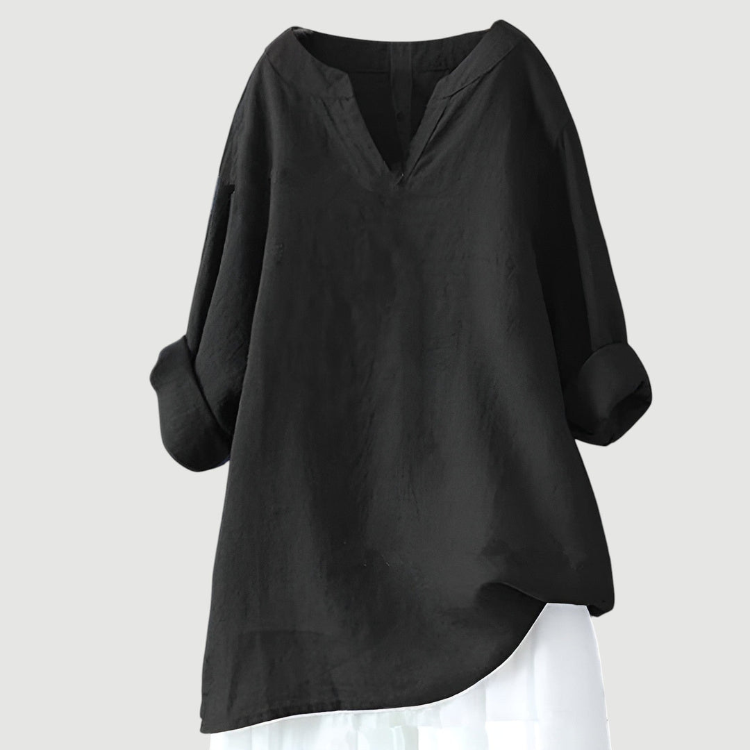 Dam Blus | Oversize V-ringad | Lång Ärm