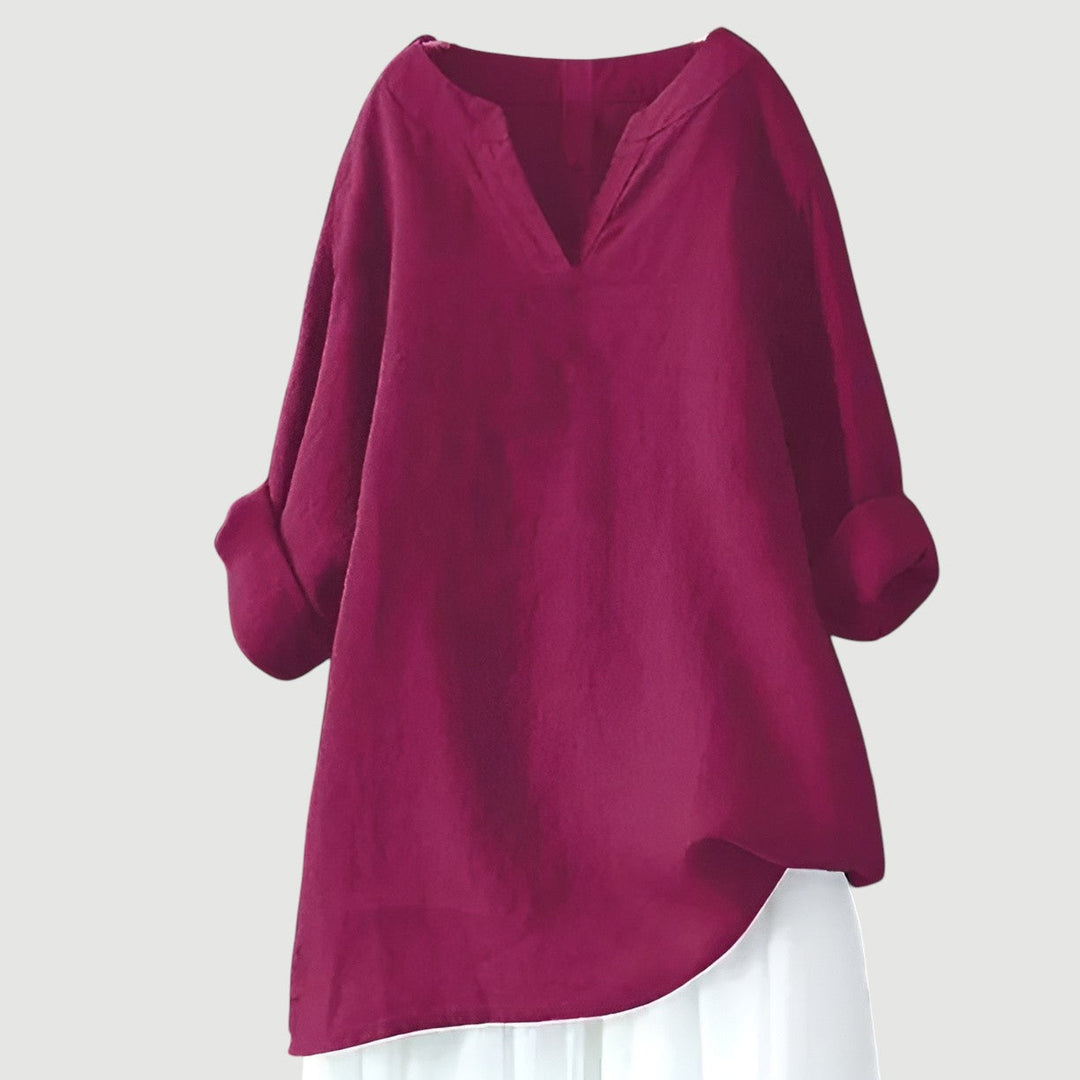Dam Blus | Oversize V-ringad | Lång Ärm