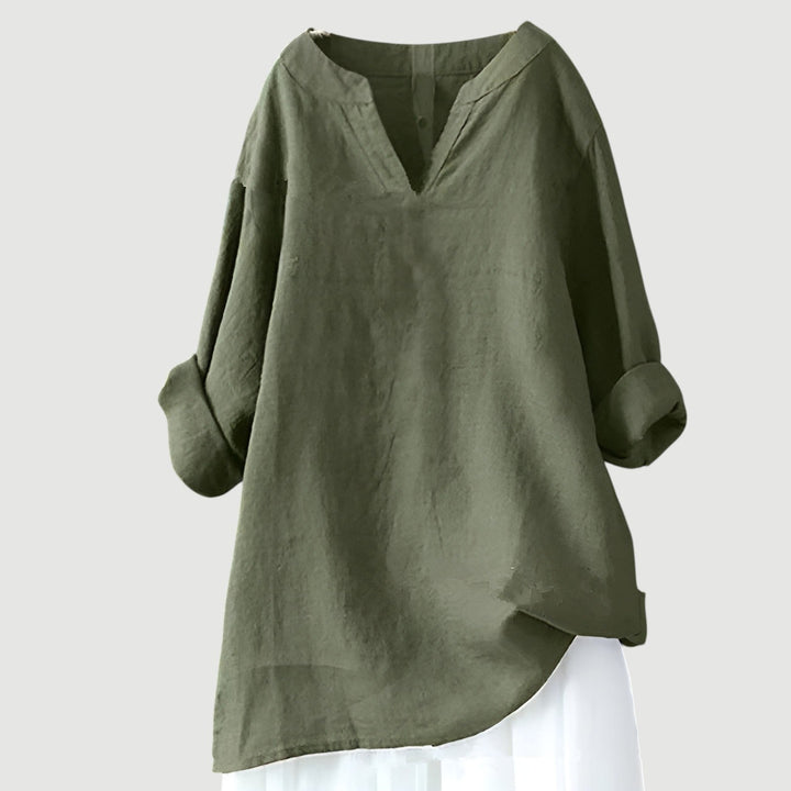 Dam Blus | Oversize V-ringad | Lång Ärm