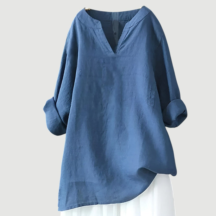 Dam Blus | Oversize V-ringad | Lång Ärm