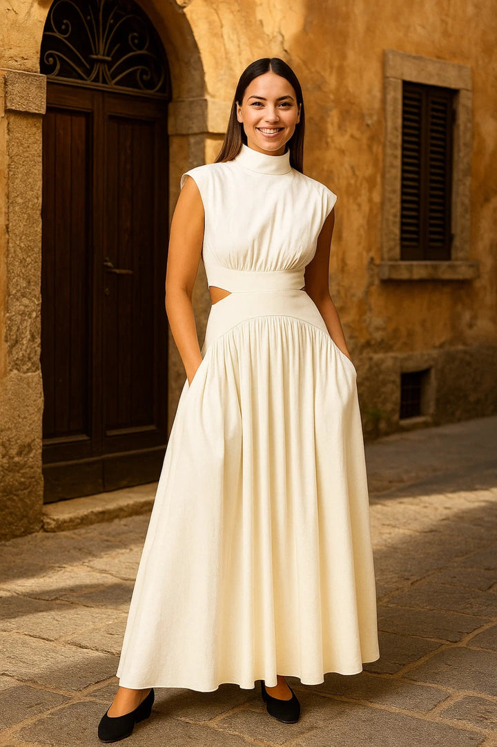 Dam Klänning | Elegant Midi | Med Cut-out