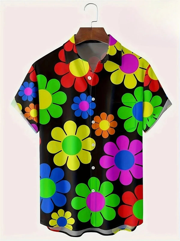 Herr Skjorta | Blommig Retro | Kortärm