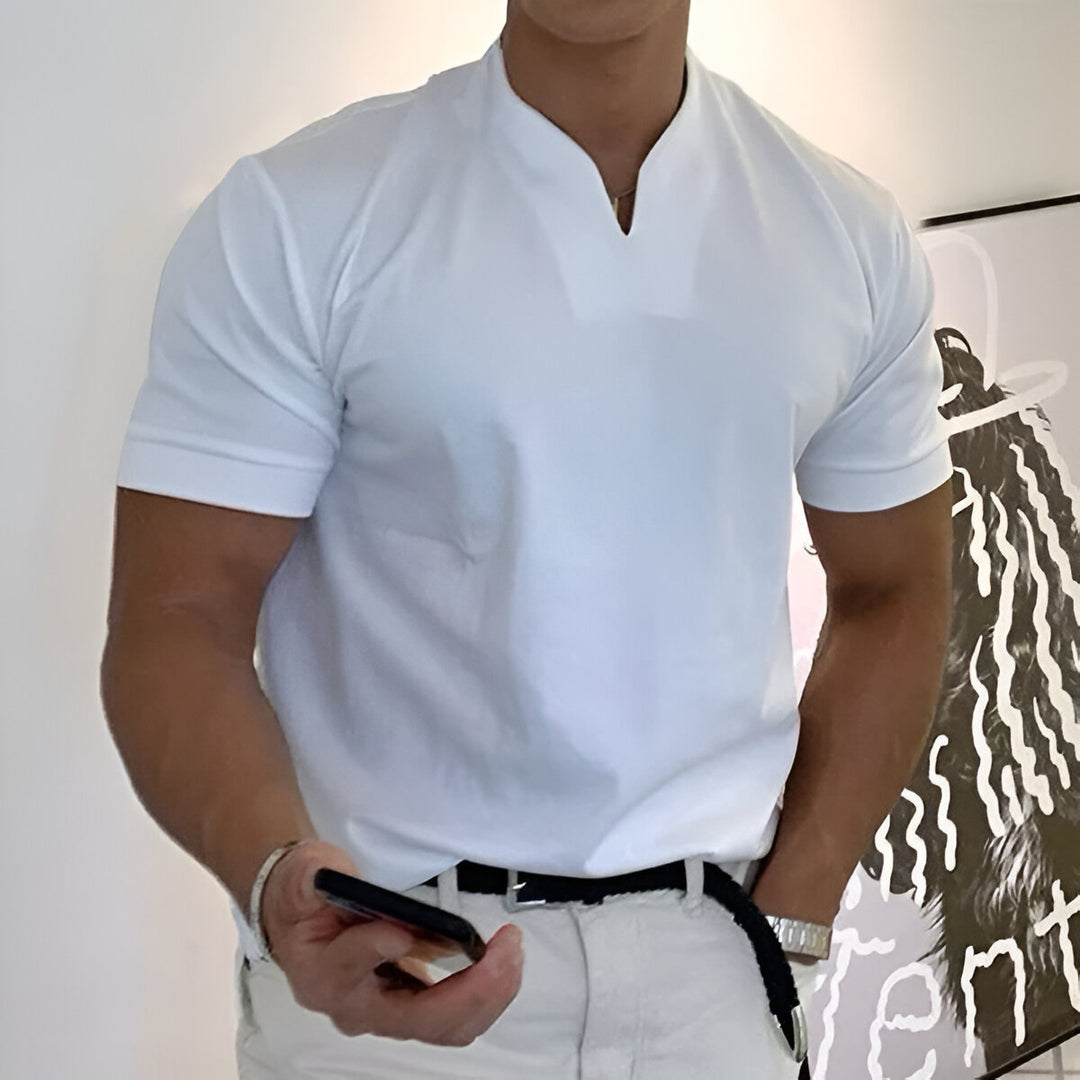 Herr T-shirt | Slimfit | Öppen Hals