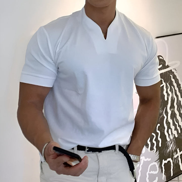 Herr T-shirt | Slimfit | Öppen Hals