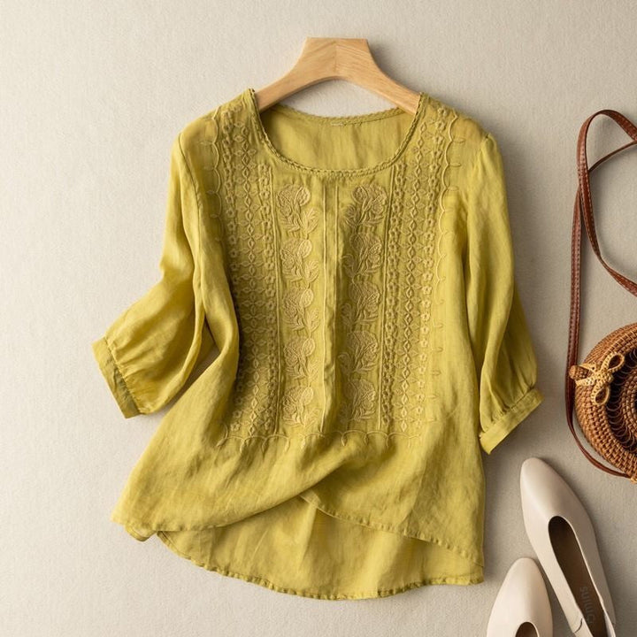 Dam Blus | Broderad | Lätt Oversize