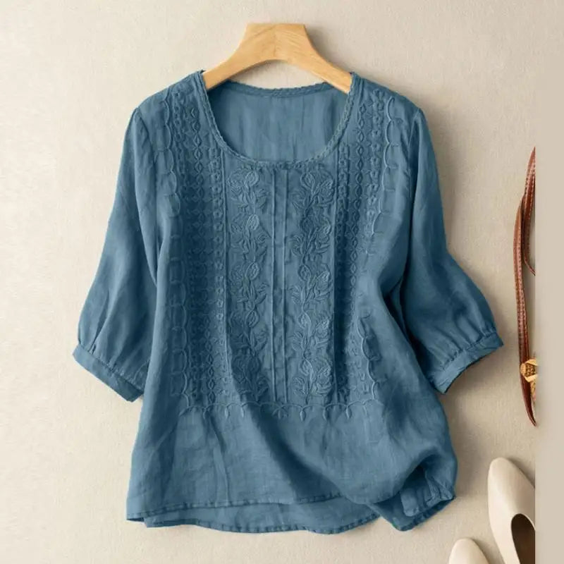 Dam Blus | Broderad | Lätt Oversize