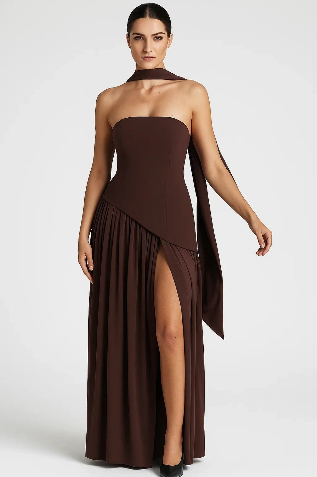 Dam Klänning | Elegant | Strapless Plisserad Slits