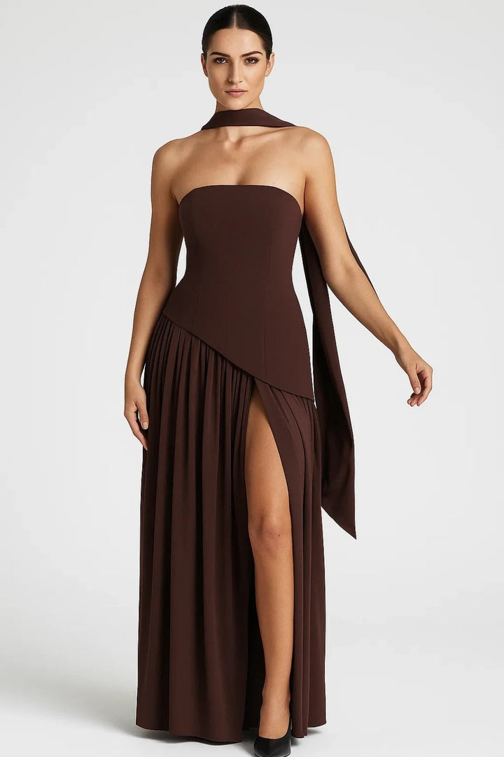 Dam Klänning | Elegant | Strapless Plisserad Slits