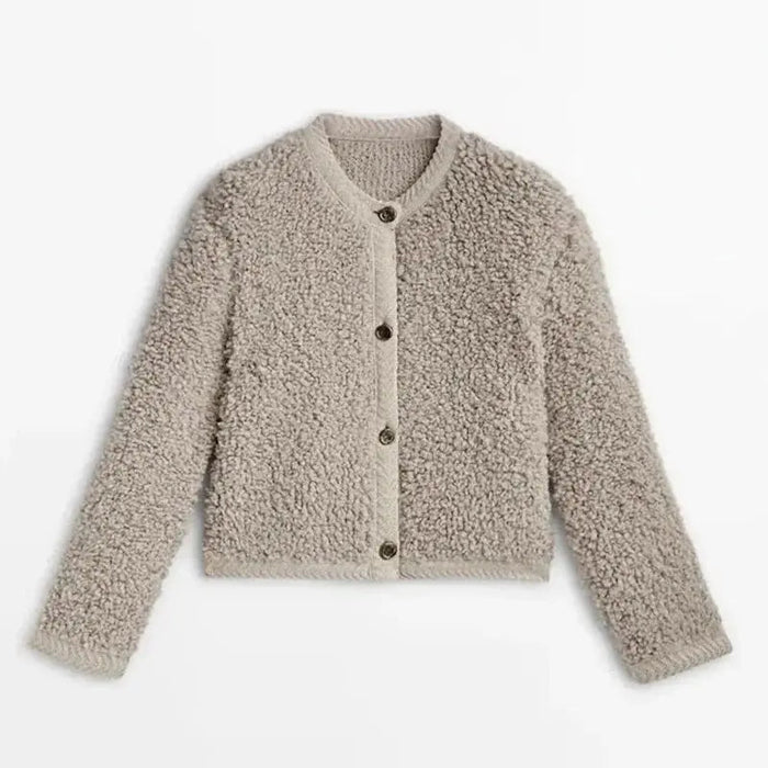 Dam Teddy Fleecejacka med Knappstängning och Överstorlek Passform
